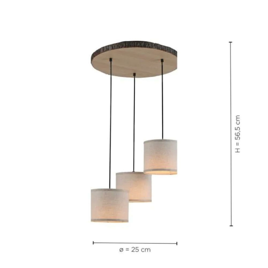 Leuchten Direkt 11236-79 - Candelabro suspenso BARK 3xE27/40W/230V madeira