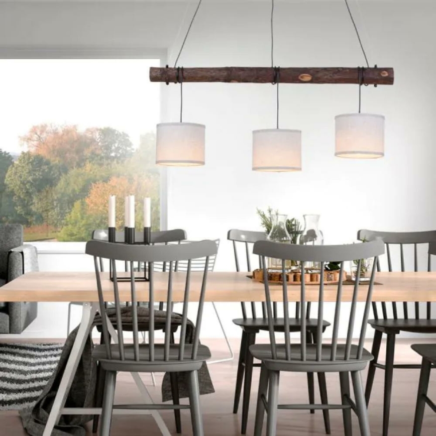 Leuchten Direkt 11238-79 - Candelabro suspenso BARK 3xE27/40W/230V madeira