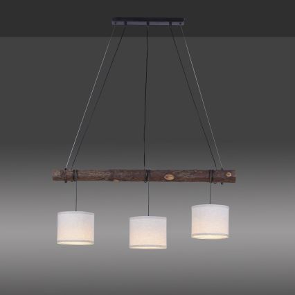 Leuchten Direkt 11238-79 - Candelabro suspenso BARK 3xE27/40W/230V madeira