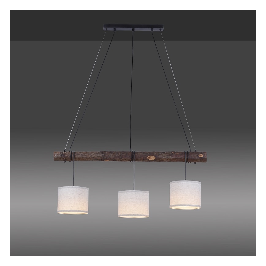Leuchten Direkt 11238-79 - Candelabro suspenso BARK 3xE27/40W/230V madeira