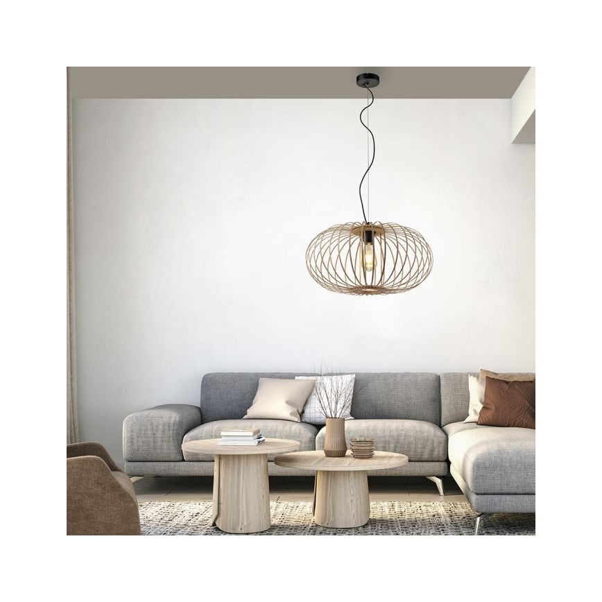 Leuchten Direkt 11409-79 - Candelabro suspenso RACOON 1xE27/40W/230V bambu