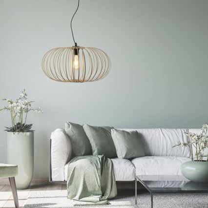Leuchten Direkt 11409-79 - Candelabro suspenso RACOON 1xE27/40W/230V bambu