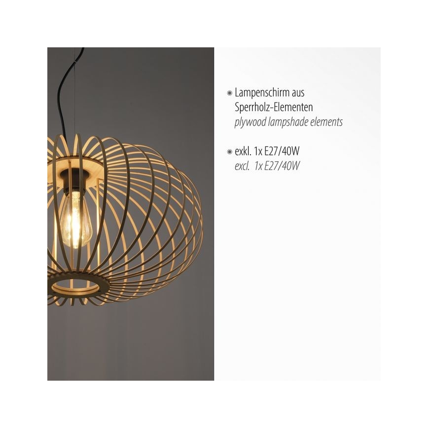 Leuchten Direkt 11409-79 - Candelabro suspenso RACOON 1xE27/40W/230V bambu