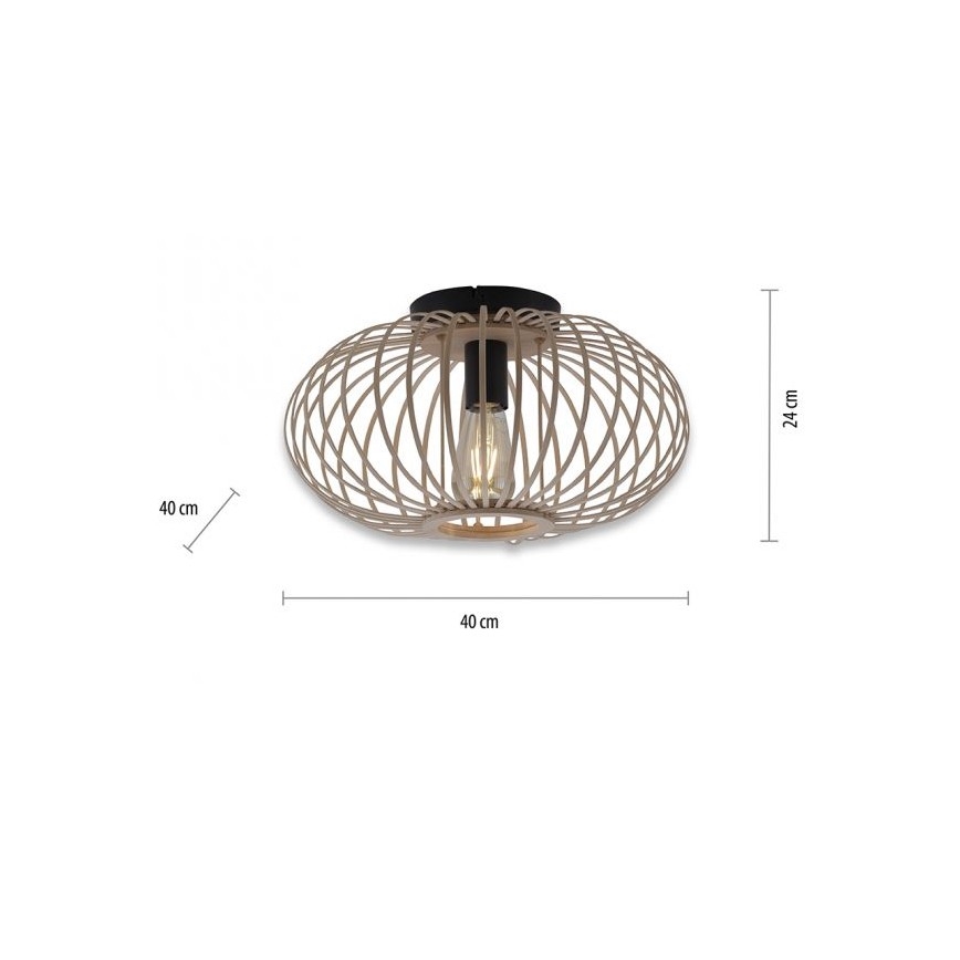 Leuchten Direkt 11410-79 - Candelabro integrado RACOON 1xE27/40W/230V diâmetro 40 cm bambu