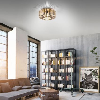 Leuchten Direkt 11412-79 - Candelabro integrado RACOON 1xE27/40W/230V diâmetro 40 cm bambu