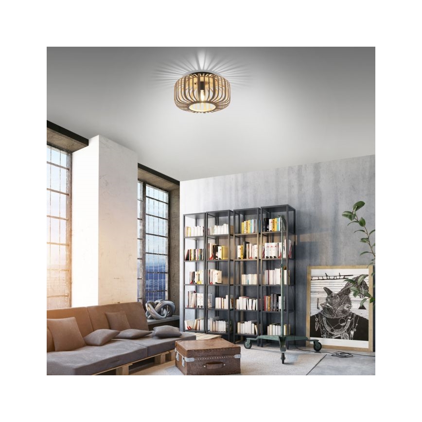 Leuchten Direkt 11412-79 - Candelabro integrado RACOON 1xE27/40W/230V diâmetro 40 cm bambu