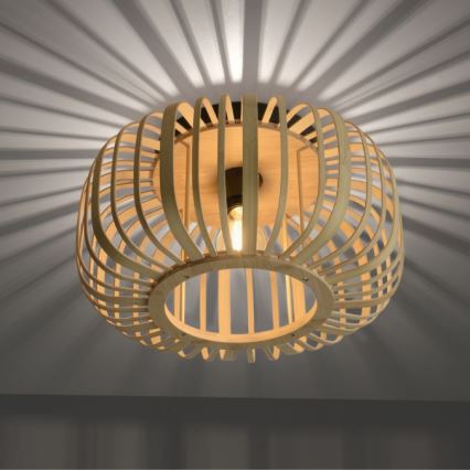 Leuchten Direkt 11412-79 - Candelabro integrado RACOON 1xE27/40W/230V diâmetro 40 cm bambu
