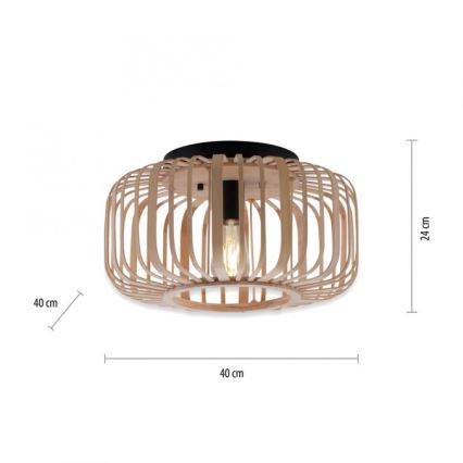 Leuchten Direkt 11412-79 - Candelabro integrado RACOON 1xE27/40W/230V diâmetro 40 cm bambu