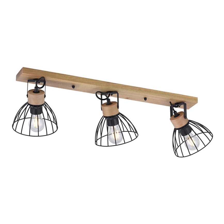 Leuchten Direkt 11418-18 - Foco LAMI 3xE27/25W/230V acácia/metal