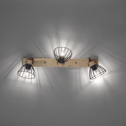 Leuchten Direkt 11418-18 - Foco LAMI 3xE27/25W/230V acácia/metal