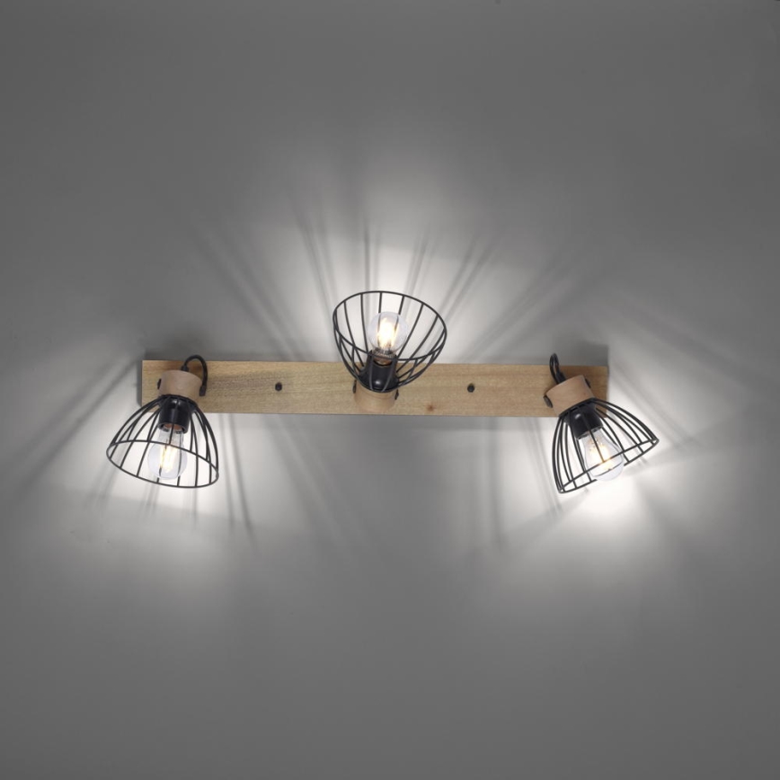 Leuchten Direkt 11418-18 - Foco LAMI 3xE27/25W/230V acácia/metal