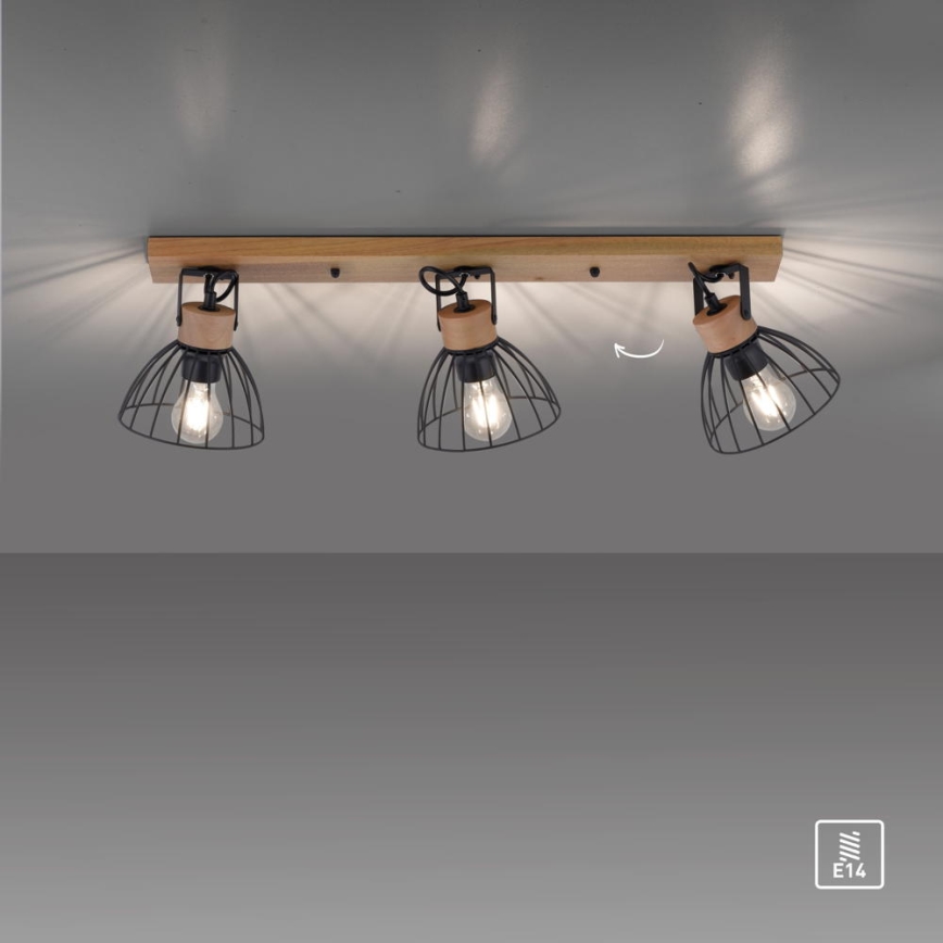 Leuchten Direkt 11418-18 - Foco LAMI 3xE27/25W/230V acácia/metal