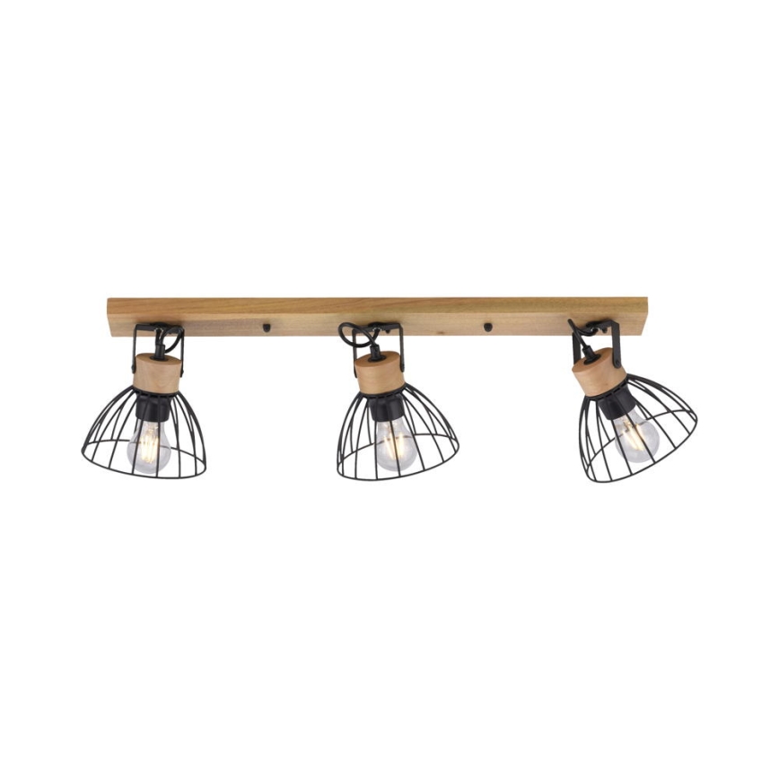 Leuchten Direkt 11418-18 - Foco LAMI 3xE27/25W/230V acácia/metal
