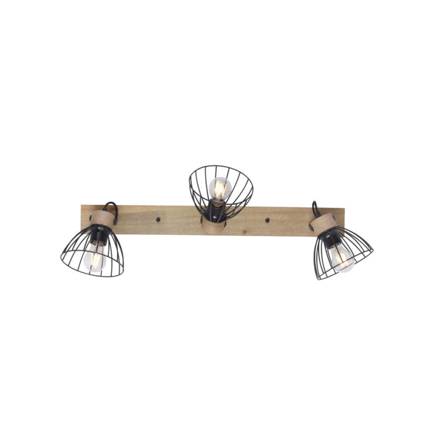 Leuchten Direkt 11418-18 - Foco LAMI 3xE27/25W/230V acácia/metal