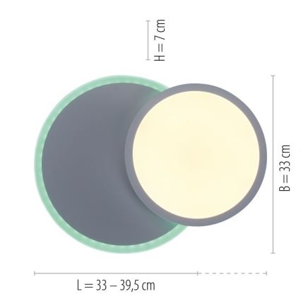 Leuchten Direkt 11662-16 - Iluminação de teto LED RGB com regulação ARENDA LED/21W/230V + controlo remoto