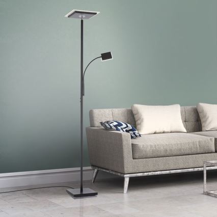 Leuchten Direkt 11710-18 - Candeeiro de chão LED com regulação HANS LED/21,5W/230V + LED/4W