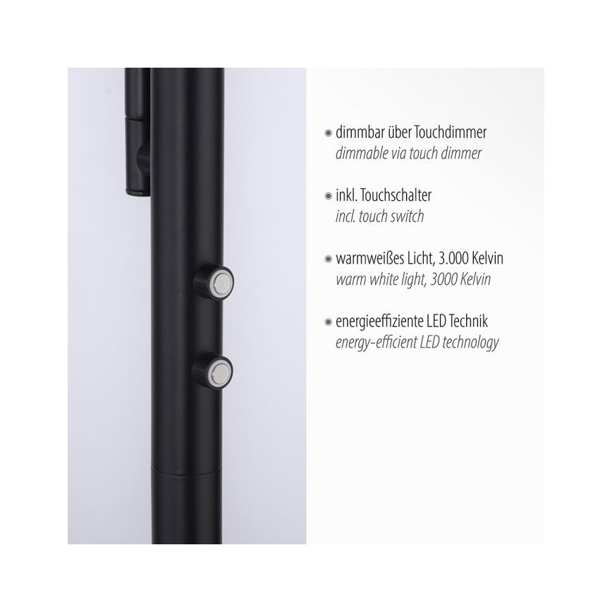 Leuchten Direkt 11710-18 - Candeeiro de chão LED com regulação HANS LED/21,5W/230V + LED/4W