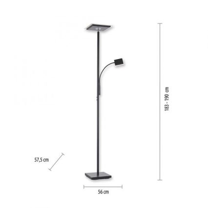 Leuchten Direkt 11710-18 - Candeeiro de chão LED com regulação HANS LED/21,5W/230V + LED/4W