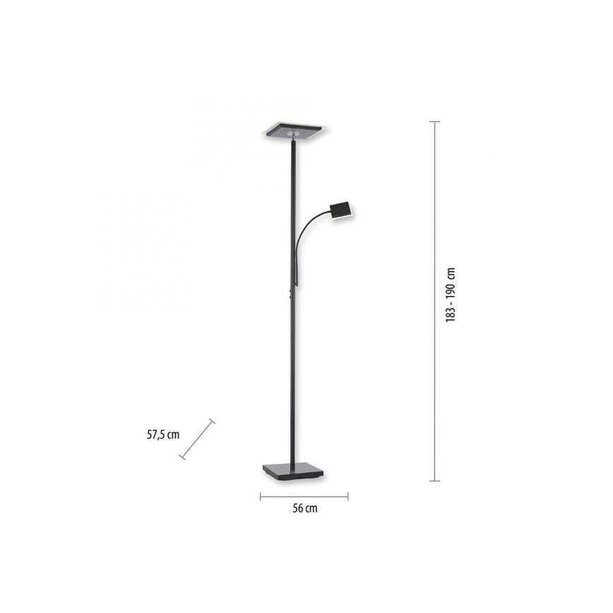 Leuchten Direkt 11710-18 - Candeeiro de chão LED com regulação HANS LED/21,5W/230V + LED/4W