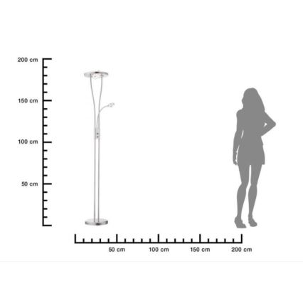 Leuchten Direkt 11778-55- Candeeiro de chão LED com regulação HELIA LED/16,8W/230V + 2xLED/3,8W