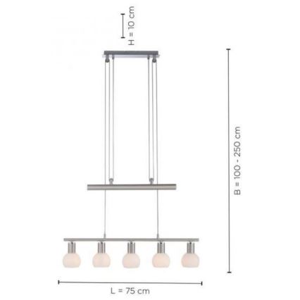 Leuchten Direkt 11939-55 - Candeeiro suspenso BENEDIKT 5xE14/40W/230V