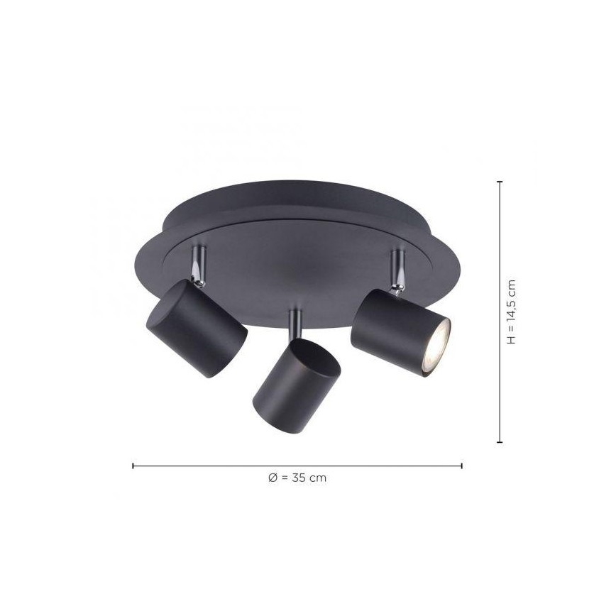 Leuchten Direkt 11943-13 - Foco LED TARIK 3xGU10/5W/230V antracite