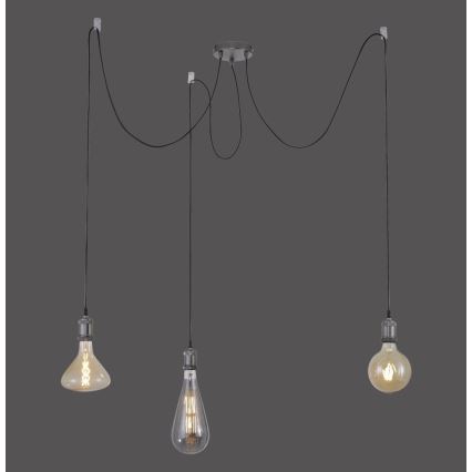 Leuchten Direkt 13571-18 - Candeeiro suspenso DIY 3xE27/60W/230V aranha preto
