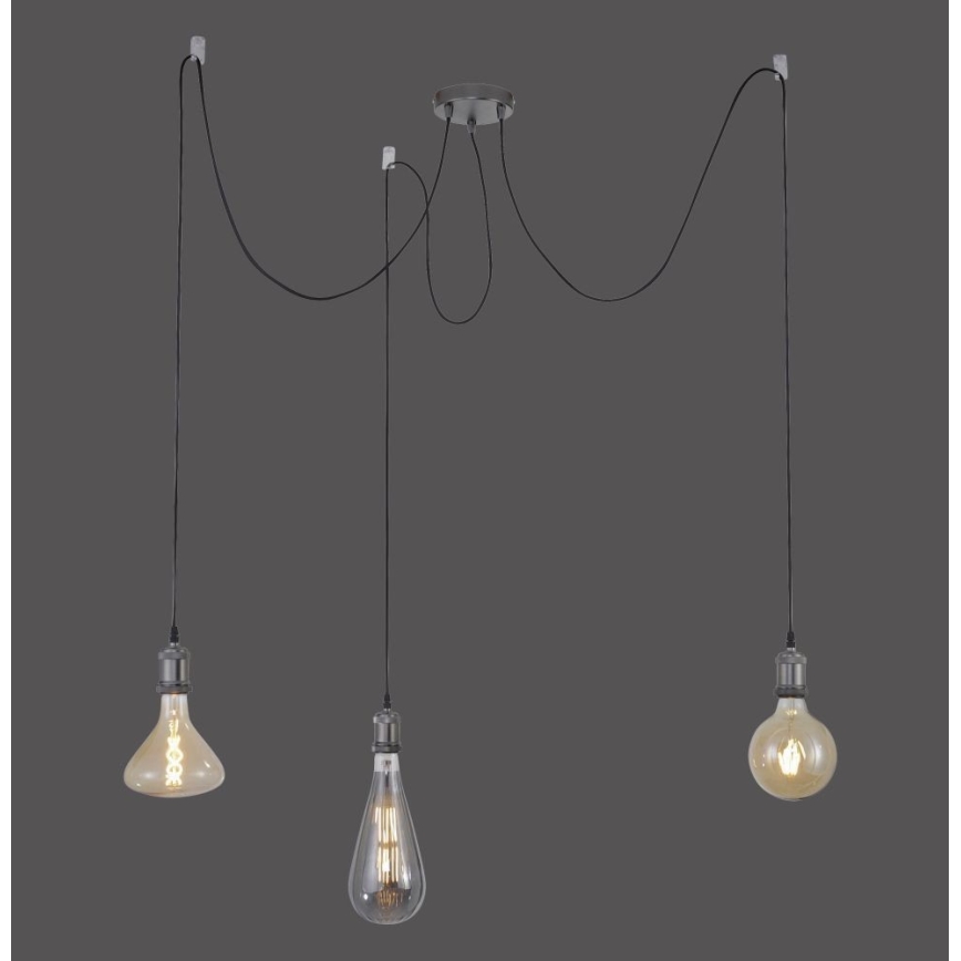 Leuchten Direkt 13571-18 - Candeeiro suspenso DIY 3xE27/60W/230V aranha preto