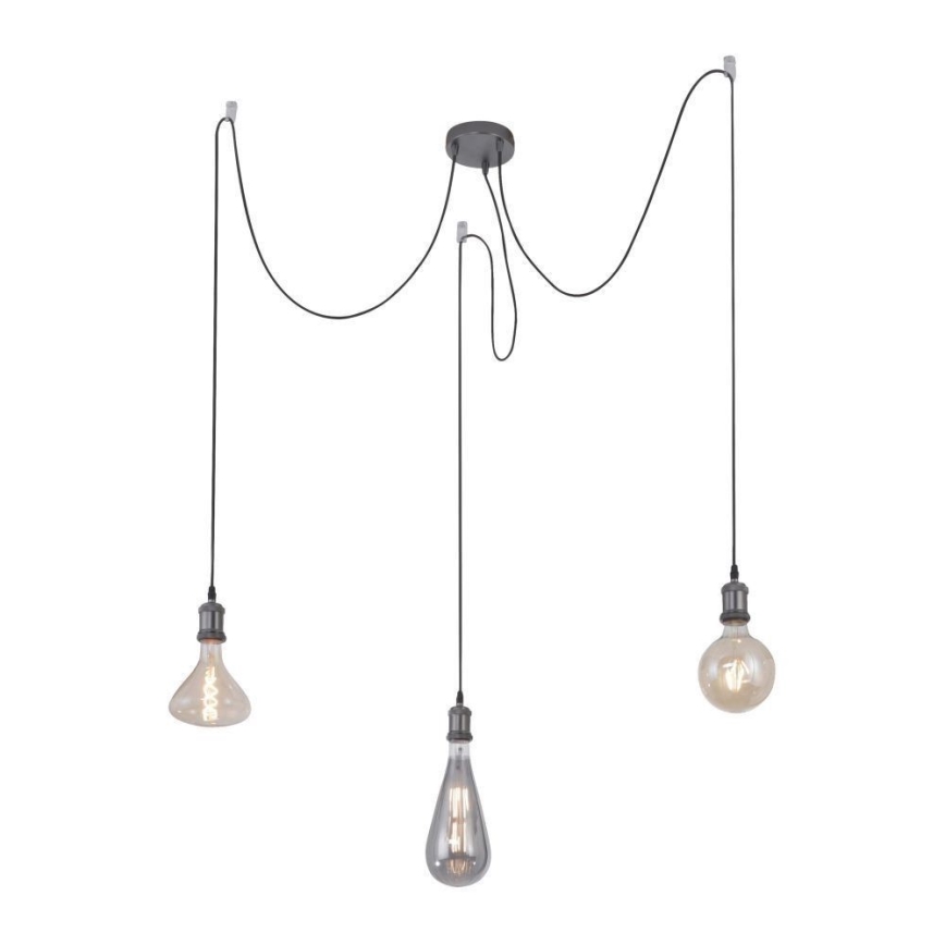 Leuchten Direkt 13571-18 - Candeeiro suspenso DIY 3xE27/60W/230V aranha preto