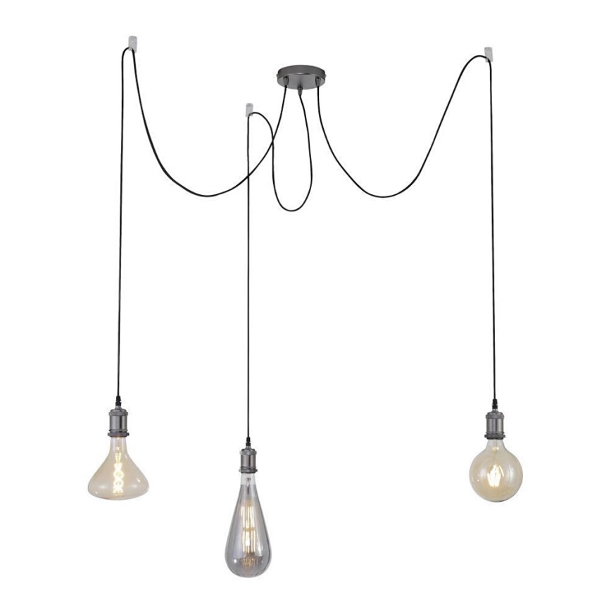 Leuchten Direkt 13571-18 - Candelabro suspenso DIY 3xE27/60W/230V preto