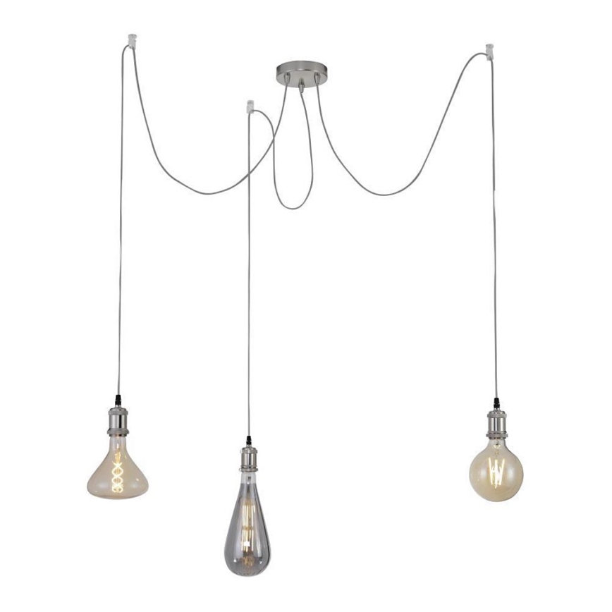 Leuchten Direkt 13571-55 - Candeeiro suspenso DIY 3xE27/60W/230V aranha cromado mate