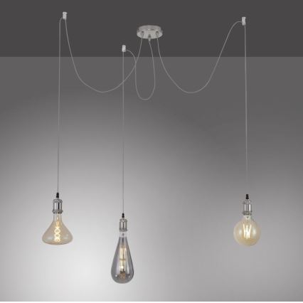 Leuchten Direkt 13571-55 - Candeeiro suspenso DIY 3xE27/60W/230V aranha cromado mate