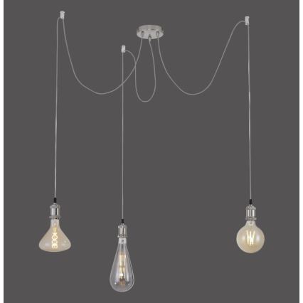 Leuchten Direkt 13571-55 - Candeeiro suspenso DIY 3xE27/60W/230V aranha cromado mate