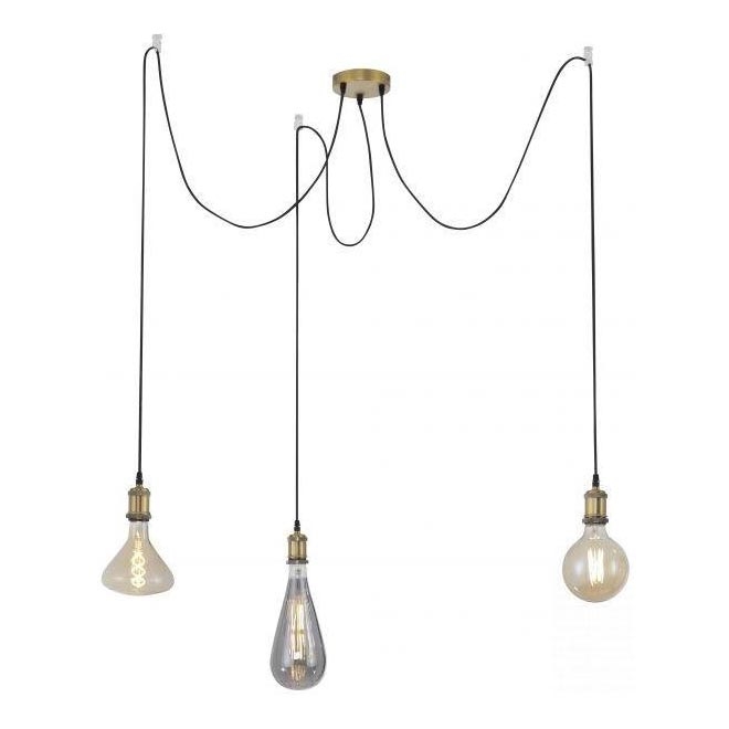 Leuchten Direkt 13571-60 - Candeeiro suspenso DIY 3xE27/60W/230V aranha latão