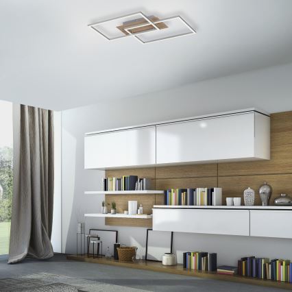 Leuchten Direkt 14018-78 - Candeeiro de teto LED com regulação IVEN 2xLED/15W/230V carvalho + comando