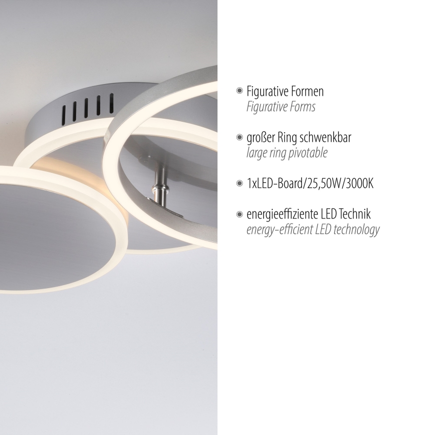 Leuchten Direkt 14116-55 - Iluminação de teto LED SEVENT LED/25,5W/230V cromado mate
