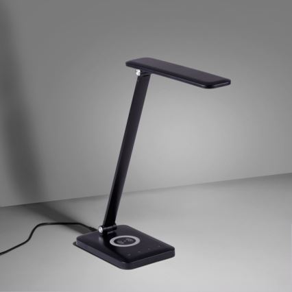 Leuchten Direkt 14415-16 - Candeeiro de mesa tácil LED com regulação e carregamento sem fios FLORENTINA LED/5W/230V 3000-5000K preto + USB