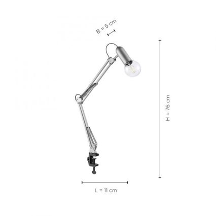 Leuchten Direkt 14773-55 - Candeeiro de mesa com clipe TURN ME 1xE27/60W/230V cromado mate