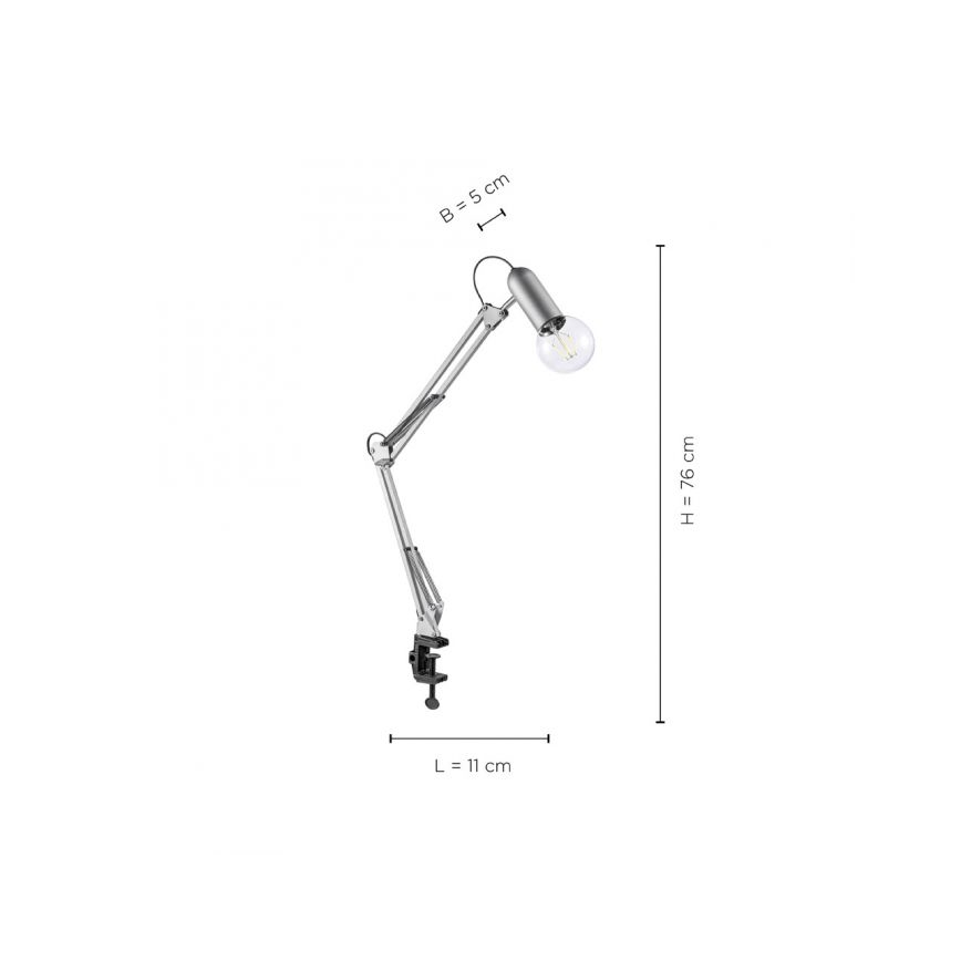 Leuchten Direkt 14773-55 - Candeeiro de mesa com clipe TURN ME 1xE27/60W/230V cromado mate