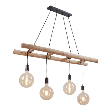 Leuchten Direkt 15025-18 - Candelabro suspenso EDGAR 4xE27/60W/230V eucalipto