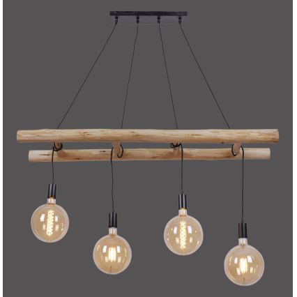 Leuchten Direkt 15025-18 - Candelabro suspenso EDGAR 4xE27/60W/230V eucalipto