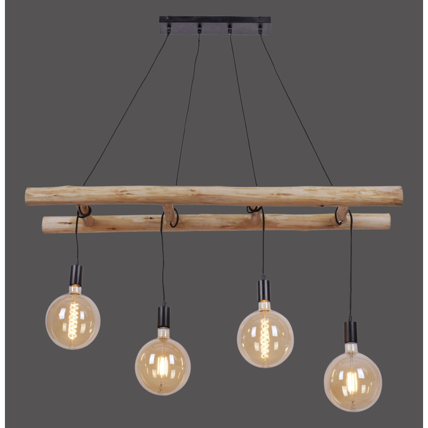 Leuchten Direkt 15025-18 - Candelabro suspenso EDGAR 4xE27/60W/230V eucalipto