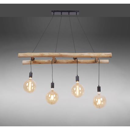 Leuchten Direkt 15025-18 - Candelabro suspenso EDGAR 4xE27/60W/230V eucalipto