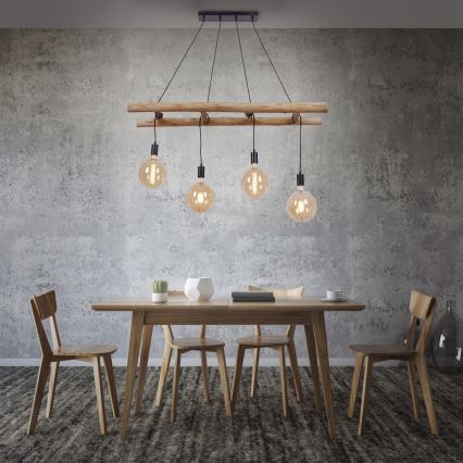 Leuchten Direkt 15025-18 - Candelabro suspenso EDGAR 4xE27/60W/230V eucalipto