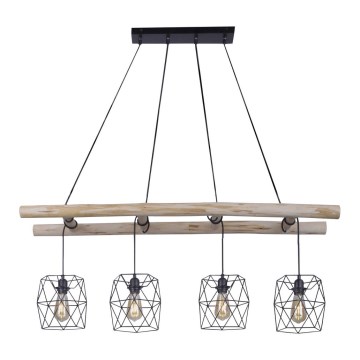 Leuchten Direkt 15036-18 - Candelabro suspenso EDGAR 4xE27/60W/230V eucalipto