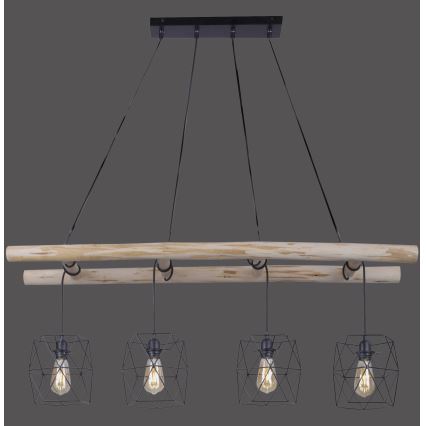 Leuchten Direkt 15036-18 - Candelabro suspenso EDGAR 4xE27/60W/230V eucalipto
