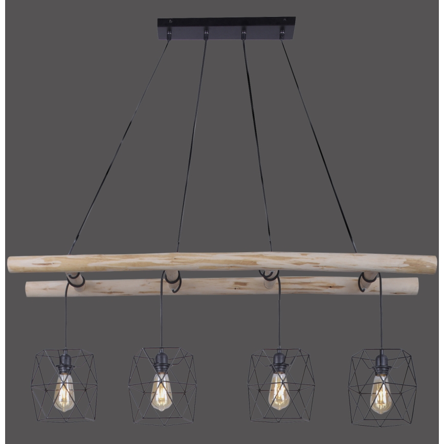 Leuchten Direkt 15036-18 - Candelabro suspenso EDGAR 4xE27/60W/230V eucalipto