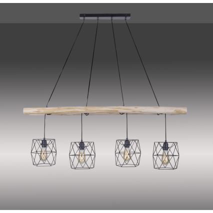 Leuchten Direkt 15036-18 - Candelabro suspenso EDGAR 4xE27/60W/230V eucalipto