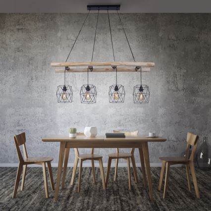 Leuchten Direkt 15036-18 - Candelabro suspenso EDGAR 4xE27/60W/230V eucalipto