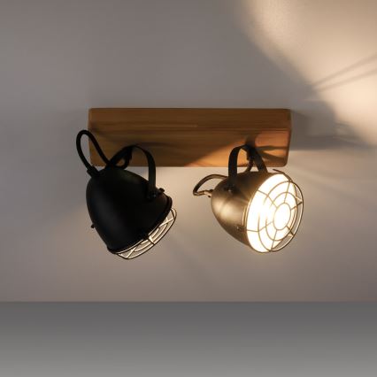 Leuchten Direkt 15172-18 - Foco BEETLE 2xE14/10W/230V pinho